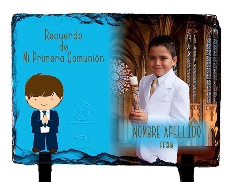 Pizarra Comunión natural personalizada con fotos 15x20