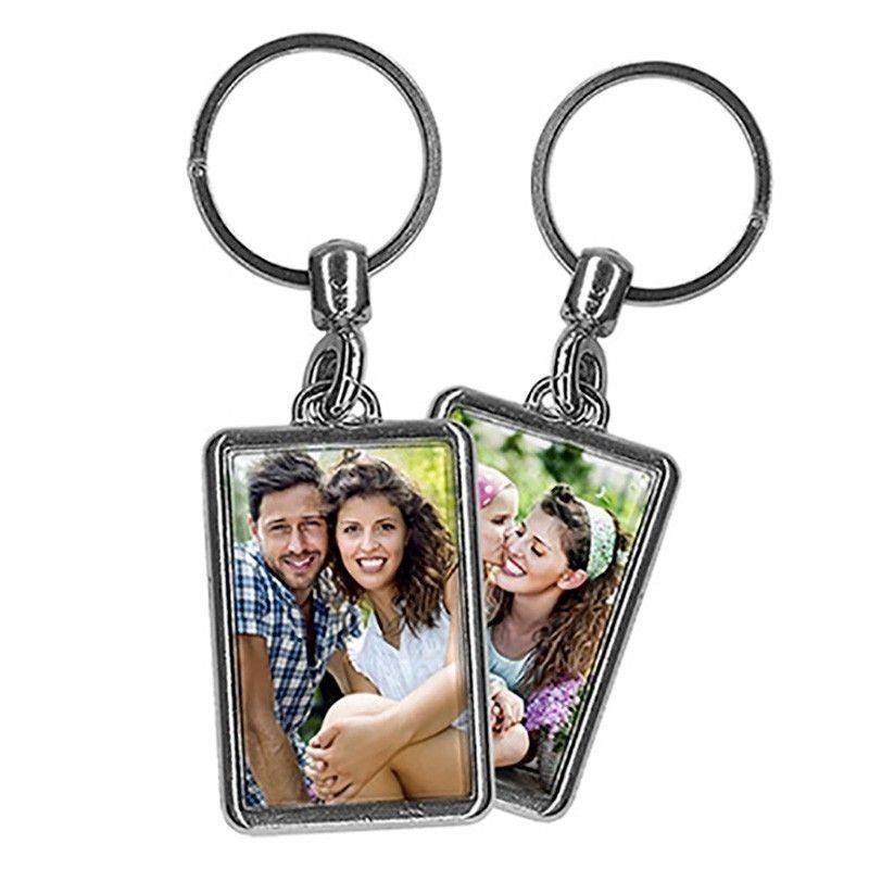 Llavero metálico rectangular dos caras