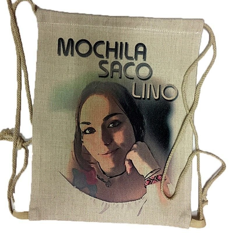 Bolsa mochila tipo lino personalizada con fotos