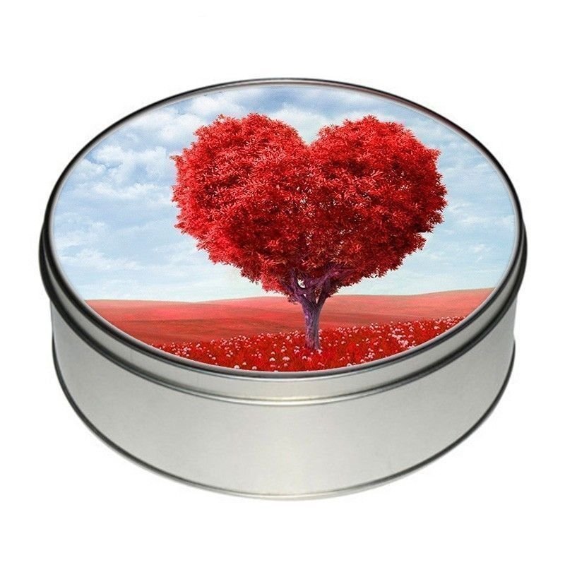 Caja metálica personalizada con fotos redonda