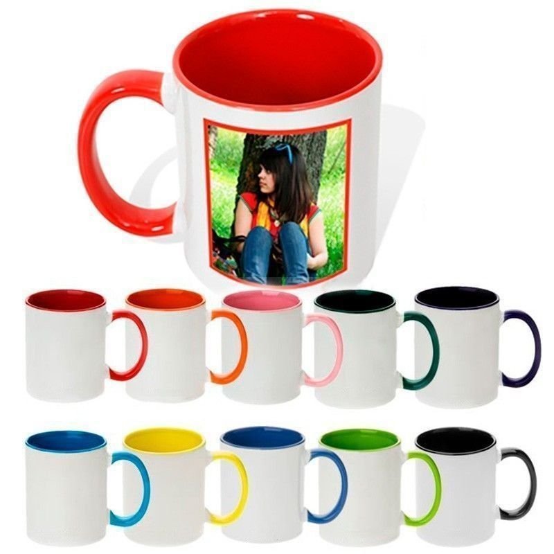 Taza personalizada con fotos interior y asa de color