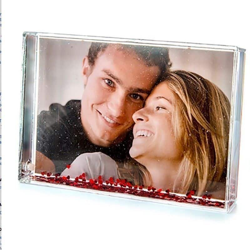 Bola de nieve con fotos rectangular copos corazón